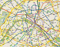 Carte fixe de toutes les lignes de Métro et RER de Paris